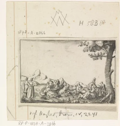 Rustend gezelschap in een landschap