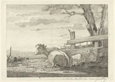 Rustend vee in een landschap