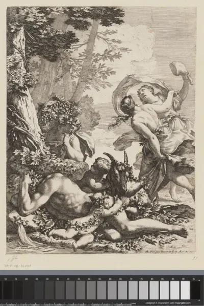 Rustende bacchant met putti, geit en vrouwelijke bacchanten