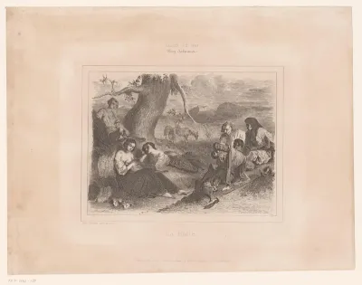 Rustende figuren in een landschap