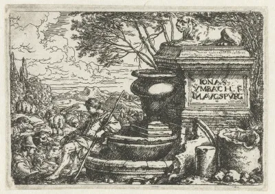 Rustende herders bij de leeuwenbron