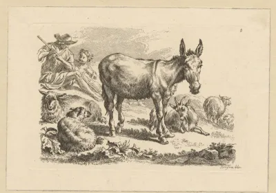 Rustende herders met ezel en