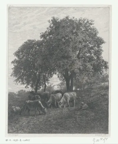 Rustende koeherder in een landschap