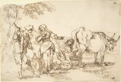 Rustic Scene (recto); Landscape (verso)
