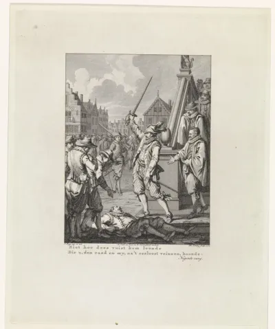 Ruychaver bij het lijk van een Spaansgezinde raadsman te Alkmaar, 1573