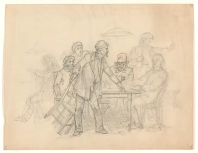 Ruzie tussen mannen rond een tafel in een café