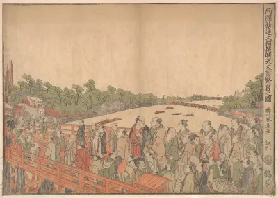 Ryogoku Kanjin Ōsumō sei-ten oatari hanjo no zu