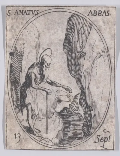 S. Amé, abbé (St. Amatus, Abbot), September 13th, from "Les Images De Tous Les Saincts et Saintes de L'Année" (Images of All of the Saints and Religious Events of the Year)