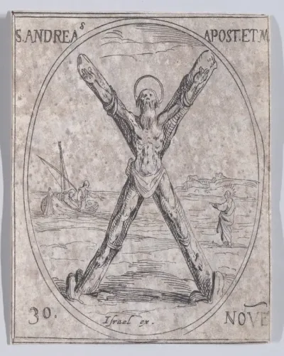 S. André, apotre et martyr (St. Andrew, Apostle and Martyr), November 30th, from "Les Images De Tous Les Saincts et Saintes de L'Année" (Images of All of the Saints and Religious Events of the Year)