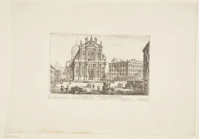 S. Andrea delle valle-kirken. 1. Palazzo Truglia. 2. Palazzo della Valle. 3. S. Carlo de Catenari's kuppel