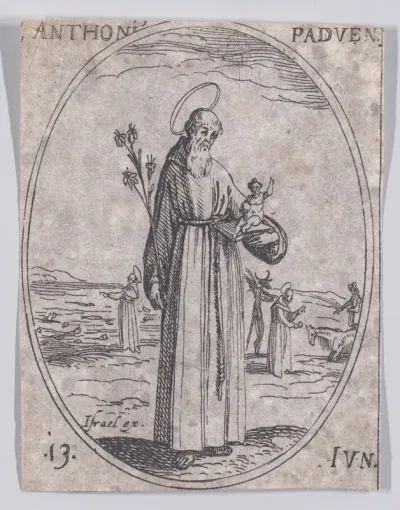 S. Antoine de Padue (St. Anthony of Padua), June 13th, from "Les Images De Tous Les Saincts et Saintes de L'Année" (Images of All of the Saints and Religious Events of the Year)