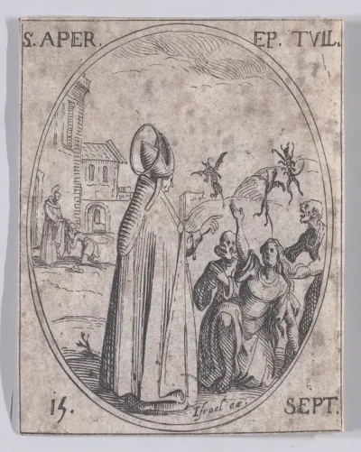 S. Apre, évêque de Toul (St. Aper (Aprus), Bishop of Toul), September 15th, from "Les Images De Tous Les Saincts et Saintes de L'Année" (Images of All of the Saints and Religious Events of the Year)