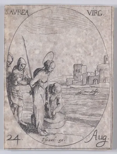 S. Aurée, vierge (St. Aurea, Virgin), August 24th, from "Les Images De Tous Les Saincts et Saintes de L'Année" (Images of All of the Saints and Religious Events of the Year)
