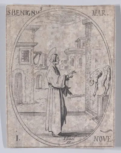 S. Béninge, martyr (St. Benignus, Martyr), from November 1st, from "Les Images De Tous Les Saincts et Saintes de L'Année" (Images of All of the Saints and Religious Events of the Year)