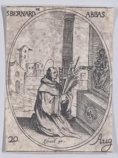 S. Bernard, abbé (St. Bernard of Clairvaux, Abbot), August 20th, from "Les Images De Tous Les Saincts et Saintes de L'Année" (Images of All of the Saints and Religious Events of the Year)