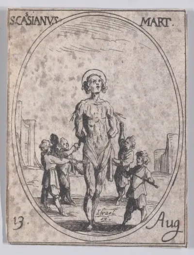 S. Cassien, martyr (St. Cassian, Martyr), August 13th, from "Les Images De Tous Les Saincts et Saintes de L'Année" (Images of All of the Saints and Religious Events of the Year)