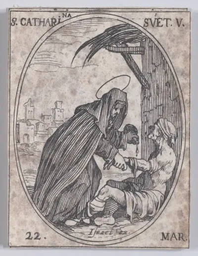 S. Catharina de Suède (St. Catherine of Sweden), March 22nd, from "Les Images De Tous Les Saincts et Saintes de L'Année" (Images of All of the Saints and Religious Events of the Year)