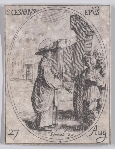 S. Césaire, évêque (St. Caesarius, Bishop), August 27th, from "Les Images De Tous Les Saincts et Saintes de L'Année" (Images of All of the Saints and Religious Events of the Year)
