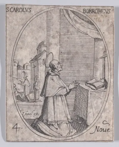 S. Charles Borromée (St. Charles Borommeo), from November 4th, from "Les Images De Tous Les Saincts et Saintes de L'Année" (Images of All of the Saints and Religious Events of the Year)