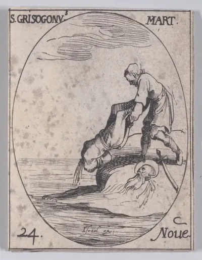 S. Chrysogone, martyr (St. Chrysogonus, Martyr), November 24th, from "Les Images De Tous Les Saincts et Saintes de L'Année" (Images of All of the Saints and Religious Events of the Year)