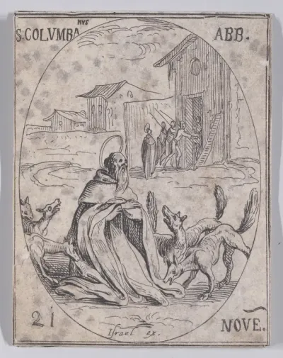 S. Colomban, abbé (St. Colomban, Abbot), November 21st, from "Les Images De Tous Les Saincts et Saintes de L'Année" (Images of All of the Saints and Religious Events of the Year)