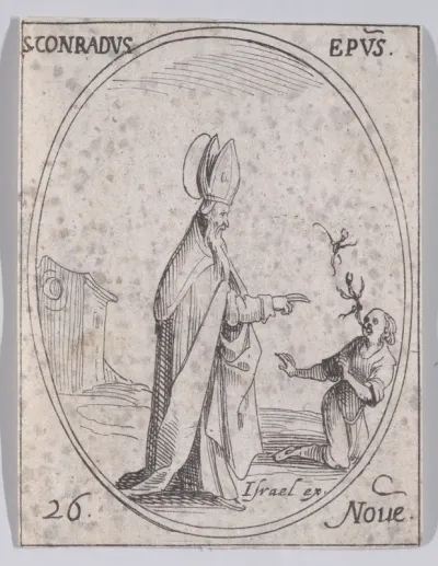 S. Conrad, évêque (St. Conrad, Bishop), November 26th, from "Les Images De Tous Les Saincts et Saintes de L'Année" (Images of All of the Saints and Religious Events of the Year)