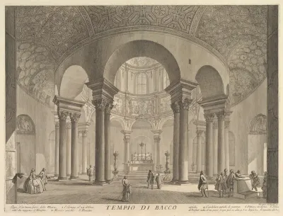 S. Constanza (erroneously callled Temple of Bacchus) (Veduta interna del Sepolcro di S. Constanza, fabbricato da Costantino Magno, ed erroneamente detto il Tempio di Bacco, inoggi Chiesa della medisme Santa), from "Vedute di Roma"