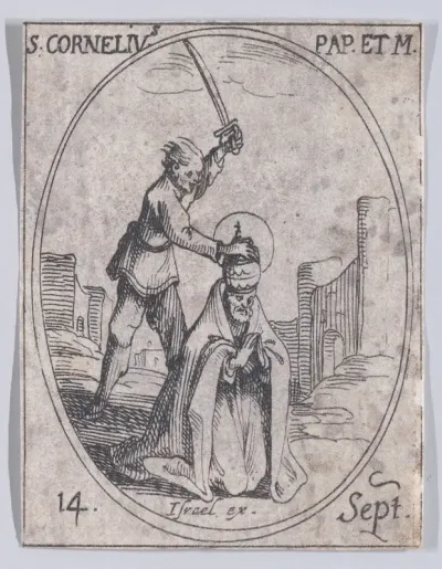 S. Corneille, pape et martyr (St. Cornelius, Pope and Martyr), September 14th, from "Les Images De Tous Les Saincts et Saintes de L'Année" (Images of All of the Saints and Religious Events of the Year)