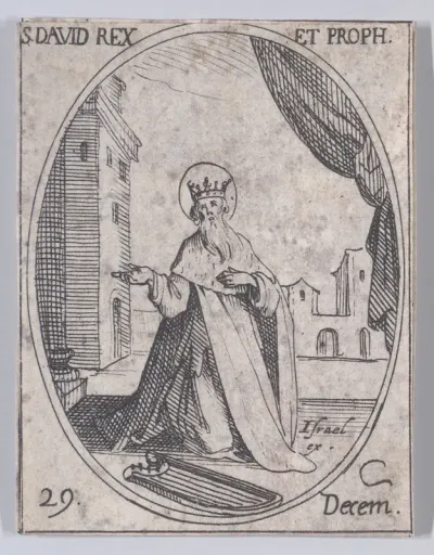 S. David, roi et prophète (St. David, King and Prophet), December 29th, from "Les Images De Tous Les Saincts et Saintes de L'Année" (Images of All of the Saints and Religious Events of the Year)
