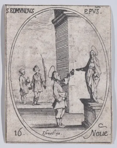 S. Edmond, évêque (St. Edmond, Bishop), November 16th, from "Les Images De Tous Les Saincts et Saintes de L'Année" (Images of All of the Saints and Religious Events of the Year)