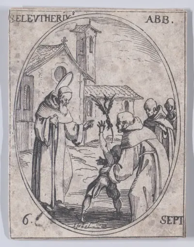 S. Eleuthère, abbé (St. Eleutherius, Abbot), September 6th, from "Les Images De Tous Les Saincts et Saintes de L'Année" (Images of All of the Saints and Religious Events of the Year)