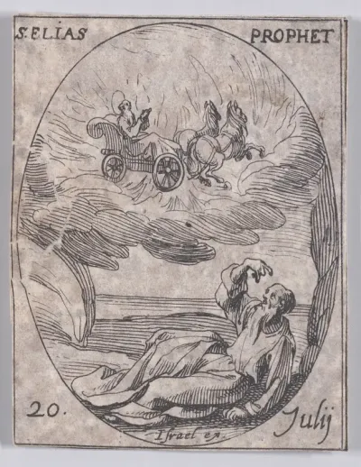 S. Elie, prophète (St. Elias, Prophet), July 20th, from "Les Images De Tous Les Saincts et Saintes de L'Année" (Images of All of the Saints and Religious Events of the Year)
