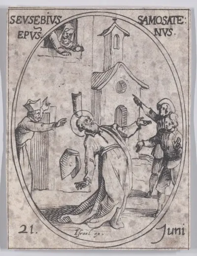 S. Eusèbe, évêque de Samosate (St. Eusebius, Bishop of Samosata), June 21st, from "Les Images De Tous Les Saincts et Saintes de L'Année" (Images of All of the Saints and Religious Events of the Year)
