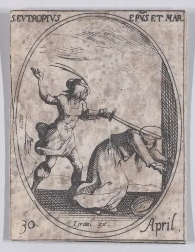 S. Eutrope, évêque et martyr (St. Eutropius, Bishop and Martyr), April 30th, from "Les Images De Tous Les Saincts et Saintes de L'Année" (Images of All of the Saints and Religious Events of the Year)