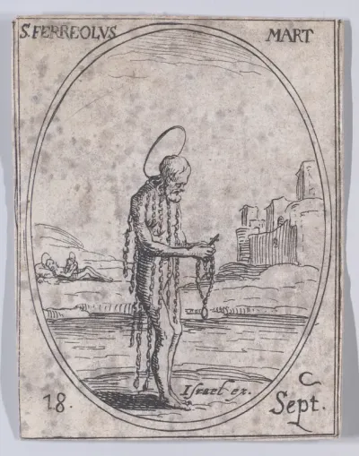 S. Ferréol, martyr (St. Ferreolus, Martyr), September 18th, from "Les Images De Tous Les Saincts et Saintes de L'Année" (Images of All of the Saints and Religious Events of the Year)