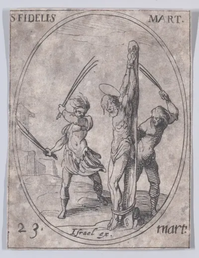 S. Fidèle, martyr (St. Fideles, Martyr), March 23rd, from "Les Images De Tous Les Saincts et Saintes de L'Année" (Images of All of the Saints and Religious Events of the Year)