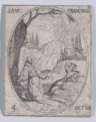 S. François (St. Francis), October 4th, from "Les Images De Tous Les Saincts et Saintes de L'Année" (Images of All of the Saints and Religious Events of the Year)
