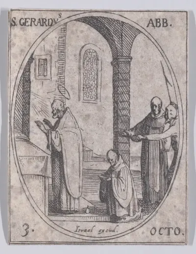 S. Gérard, abbé (St. Gerard, Abbot), October 3rd, from "Les Images De Tous Les Saincts et Saintes de L'Année" (Images of All of the Saints and Religious Events of the Year)