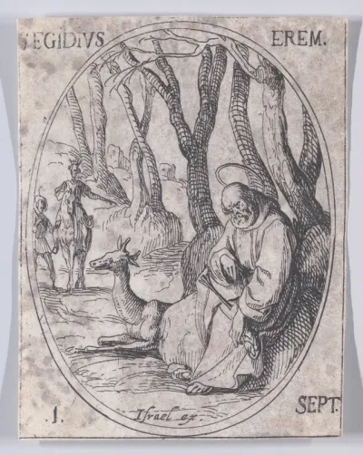 S. Gilles, ermite (St. Giles, Hermit), September 1st, from "Les Images De Tous Les Saincts et Saintes de L'Année" (Images of All of the Saints and Religious Events of the Year)
