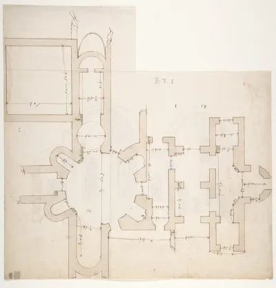 S. Giovanni Laterano, Centocelle, plan (recto) S. Giovanni Laterano, Centocelle, section (verso)