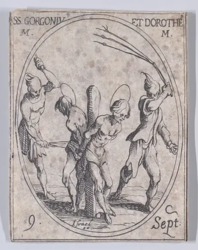 S. Gorgon et St. Dorothée, martyrs (St. Gorgonius and St. Dorotheus, Martyrs), September 9th, from "Les Images De Tous Les Saincts et Saintes de L'Année" (Images of All of the Saints and Religious Events of the Year)