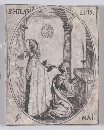 S. Hilaire, évêque (St. Hilary, Bishop), May 5th, from "Les Images De Tous Les Saincts et Saintes de L'Année" (Images of All of the Saints and Religious Events of the Year)
