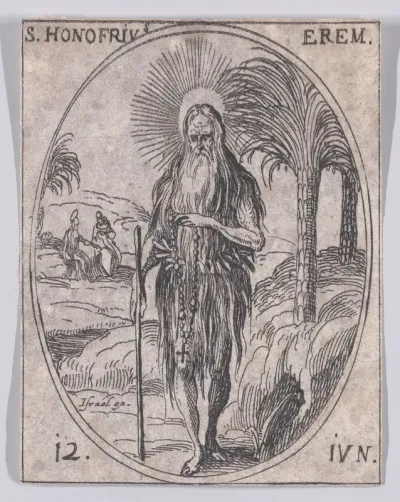 S. Honufre, ermite (St. Onouphrius, Hermit), June 12th, from "Les Images De Tous Les Saincts et Saintes de L'Année" (Images of All of the Saints and Religious Events of the Year)