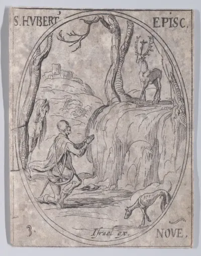 S. Hubert, évêque (St. Hubert, Bishop), from November 3rd, from "Les Images De Tous Les Saincts et Saintes de L'Année" (Images of All of the Saints and Religious Events of the Year)
