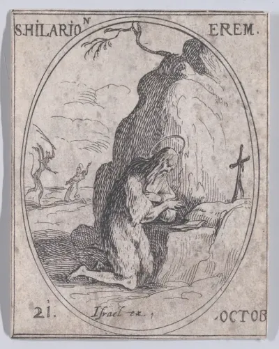 S. Ilarion, ermite (St. Hilarion, Hermit), October 21st, from "Les Images De Tous Les Saincts et Saintes de L'Année" (Images of All of the Saints and Religious Events of the Year)