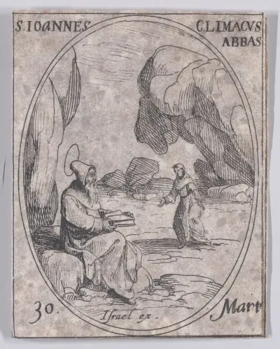 S. Jean Climaque, abbé (St. John Climaticus, Abbot), March 30th, from "Les Images De Tous Les Saincts et Saintes de L'Année" (Images of All of the Saints and Religious Events of the Year)