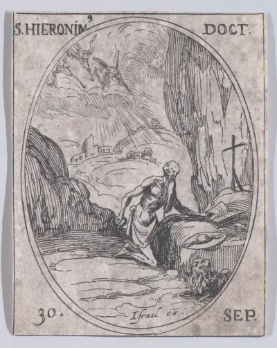 S. Jérôme, docteur (St. Jerome, Doctor), September 30th, from "Les Images De Tous Les Saincts et Saintes de L'Année" (Images of All of the Saints and Religious Events of the Year)