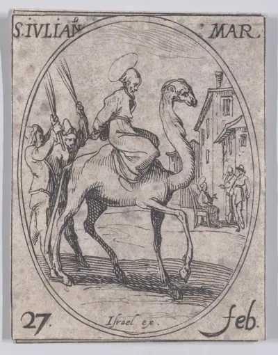 S. Julien, martyr (St. Julian, Martyr), February 27th, from "Les Images De Tous Les Saincts et Saintes de L'Année" (Images of All of the Saints and Religious Events of the Year)