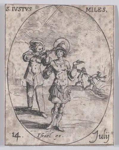 S. Juste, soldat (St. Justus, Soldier), July 14th, from "Les Images De Tous Les Saincts et Saintes de L'Année" (Images of All of the Saints and Religious Events of the Year)
