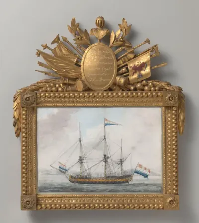 's Lands schip van oorlog Utrecht onder commando van den Capitein J. P. van Braam
